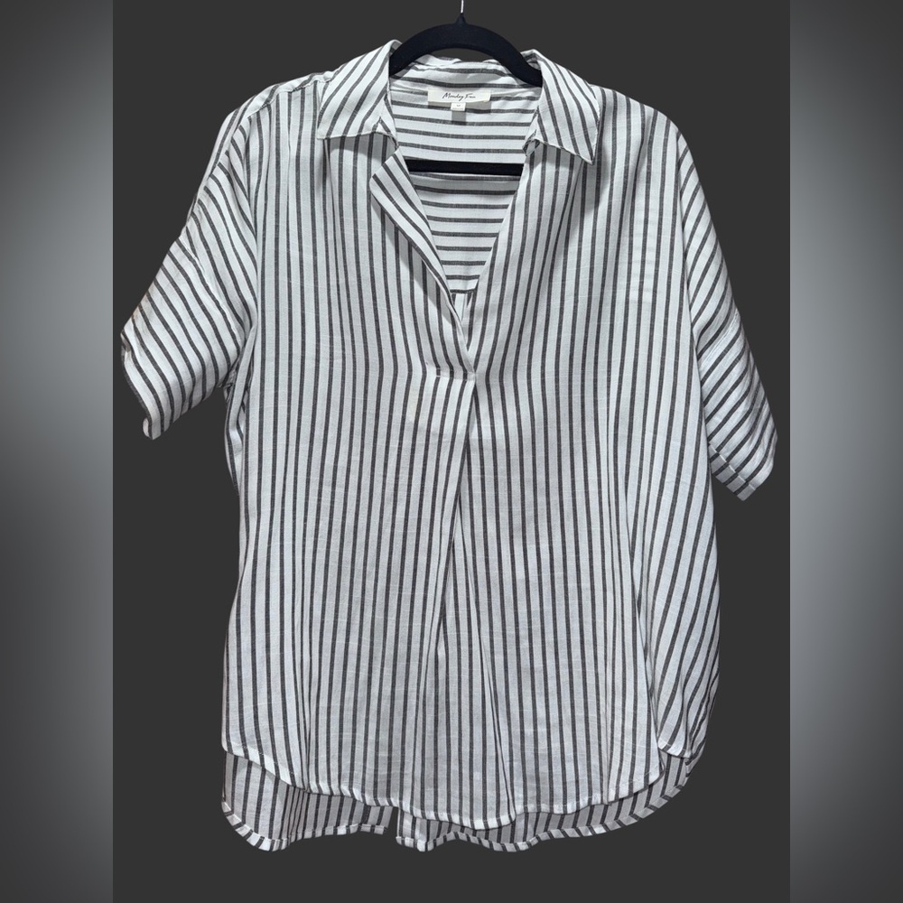 Striped Grey and White Women's Top